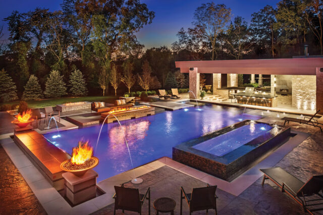 Geometric pool with water feature - Barrington Pools - Master Pools Guild
